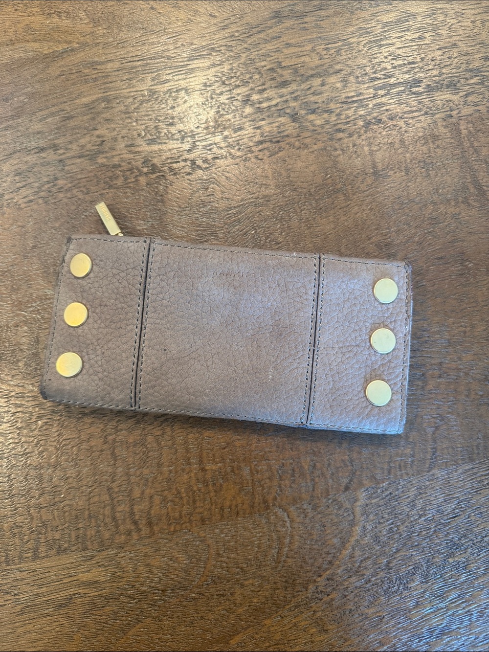 Hammitt North Pebbled Leather Wallet w/ Gold Studs